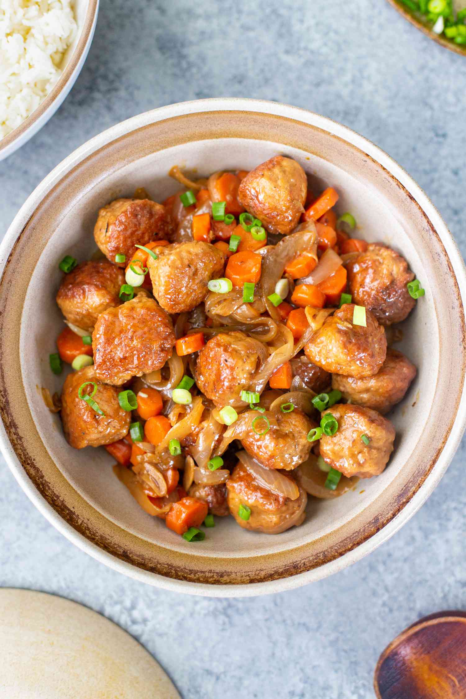 Adobo Chicken Meatballs in a Bowl 