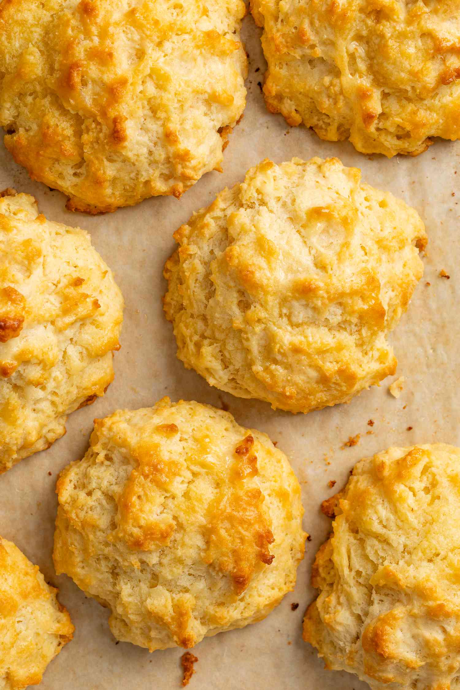 Drop biscuits on a piece of parchment